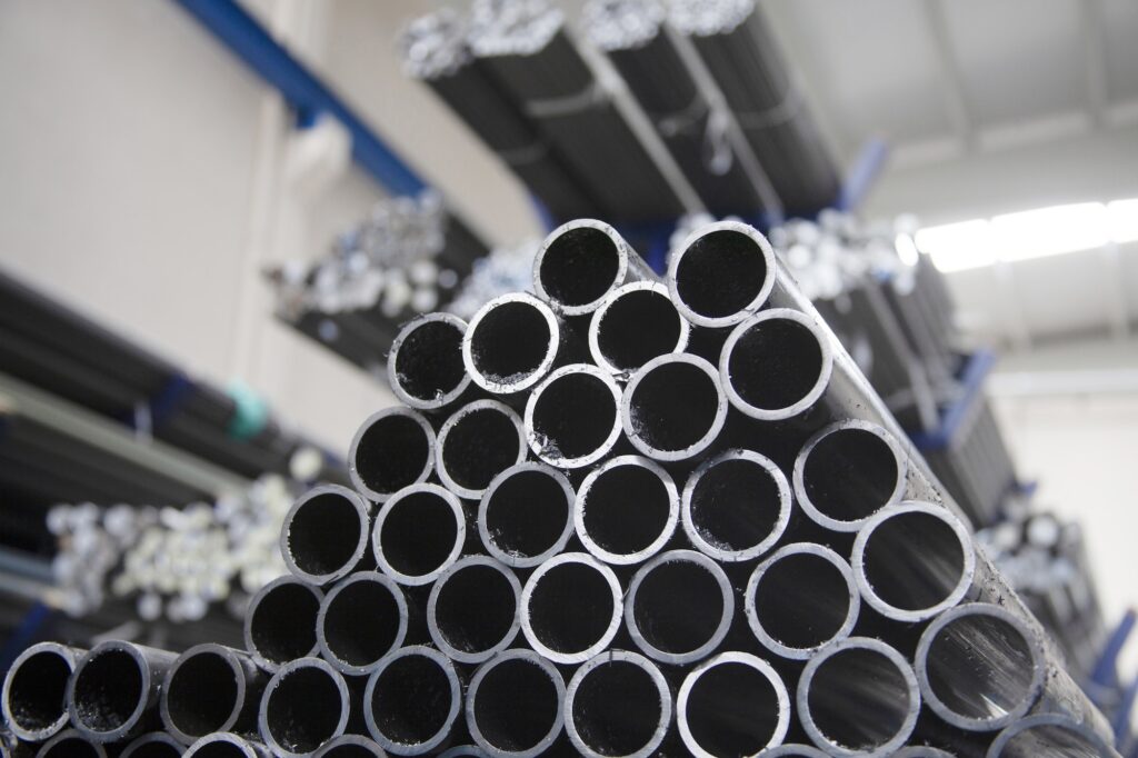steel pipes in the factory